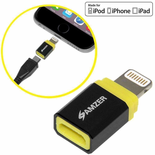 AMZER Apple Mfi Lightning to MicroUSB Adapter